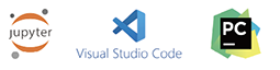 Jupyter, Visual Studio Code, 파이참 로고